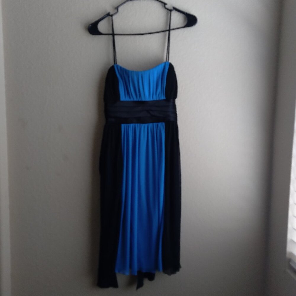 Vintage Y2K City Triangles Black and Blue Mini Dress with Tiered Banding Size M